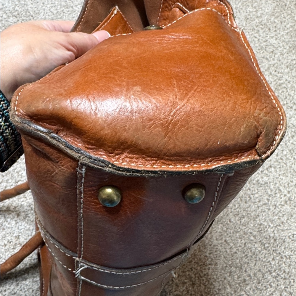 Patricia Nash Vienna Leather Satchel Cognac Brown Distressed Bag OS - Picture 5 of 16